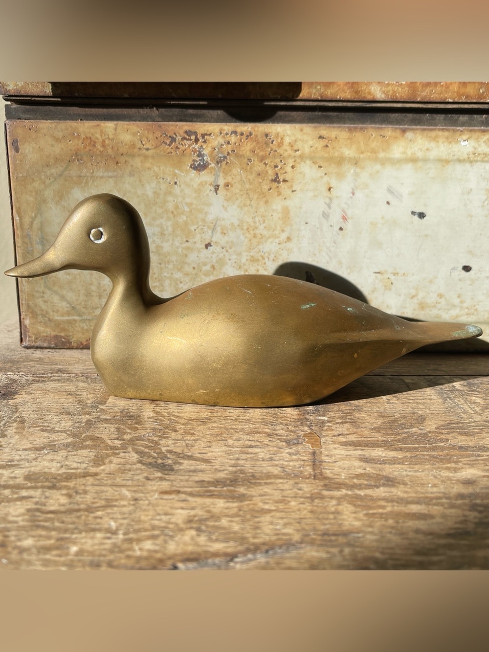 Vintage Brass Duck Figurine - Gold Home Accent